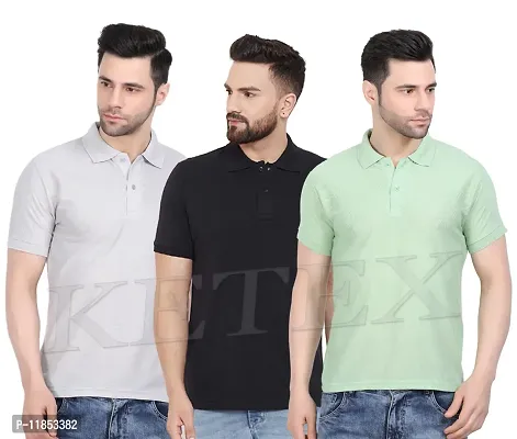 Reliable Multicoloured Cotton Blend Solid Polos For Men