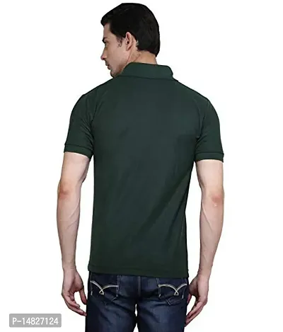 Reliable Green Cotton Blend Solid Polos For Men-thumb3