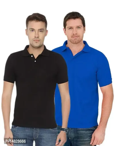 Reliable Multicoloured Cotton Blend Solid Polos For Men