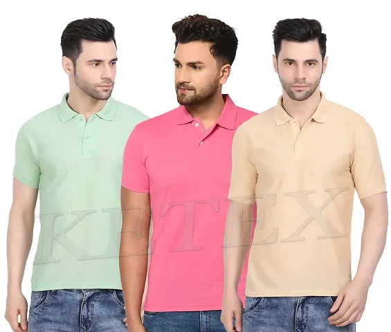 Reliable Blend Solid Polos For Men