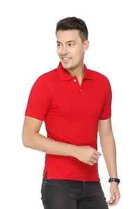 Reliable Multicoloured Cotton Blend Solid Polos For Men-thumb1