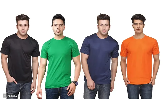 KETEX Men's Polyester/dri-fit Round T-Shirt Set of 4-thumb0