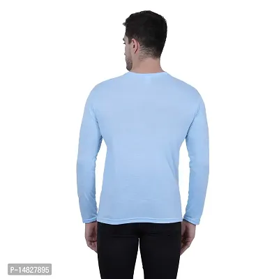 KETEX Sky Blue Round Neck Spun Cotton fullsleeves Men's Tshirt-thumb3