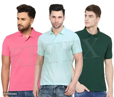 Reliable Multicoloured Cotton Blend Solid Polos For Men