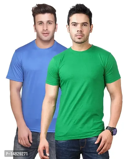 Reliable Multicoloured Cotton Blend Self Pattern Round Neck Tees For Men