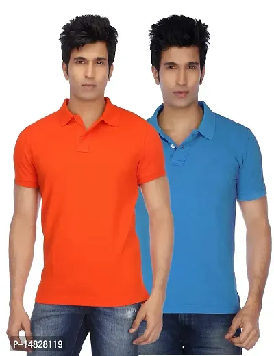 Reliable Multicoloured Cotton Blend Solid Polos For Men