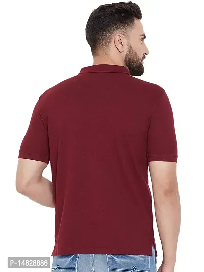 KETEX Maroon Polyster Plus Cotton Blend Polo Collar Men's Tshirt-thumb3