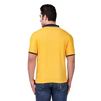 Reliable Yellow Cotton Blend Self Pattern Round Neck Tees For Men-thumb2