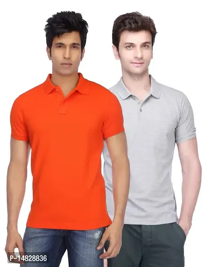 Reliable Multicoloured Cotton Blend Solid Polos For Men