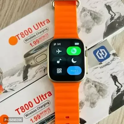 T800 BT watch 2in Big Screen Sunlight Proof Display Music Play Insta WA Notifier Smartwatch  (Orange Strap, Free Size)