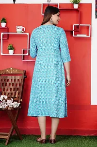 Attractive Turquoise Cotton Printed Maternity Kurti For Women-thumb1