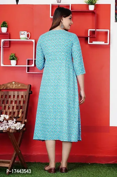 Attractive Turquoise Cotton Printed Maternity Kurti For Women-thumb2
