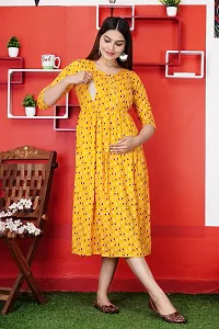 Attractive Yellow Cotton Printed Maternity Kurti For Women-thumb3