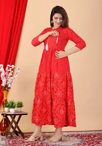Attractive Red Cotton Printed Maternity Kurti For Women-thumb3