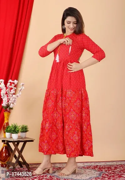 Attractive Red Cotton Printed Maternity Kurti For Women-thumb4