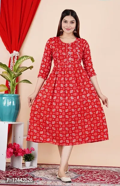 Attractive Red Cotton Printed Maternity Kurti For Women-thumb2