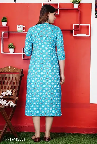 Attractive Blue Cotton Printed Maternity Kurti For Women-thumb2