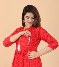 Attractive Red Cotton Printed Maternity Kurti For Women-thumb4