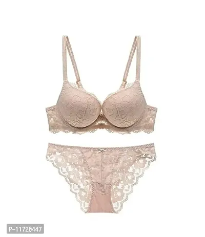 Panky Wears Lingerie Set for Women lace Bra Panty Set Combo (Skin)