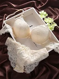 Panky Wears Lingerie Set for Women lace Bra Panty Set Combo (Skin)-thumb2