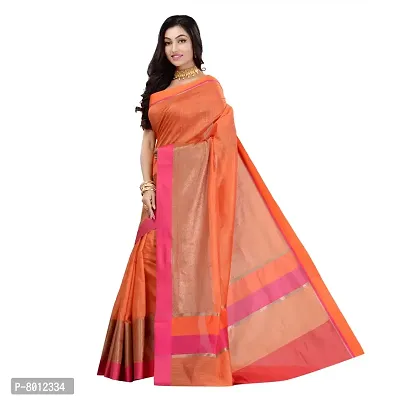 TANI BANA Banarasi Banarasi Handloom Saree Orange Colour with Blouse for Womens-thumb2