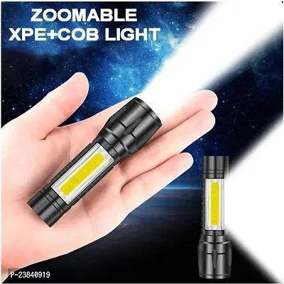 Waterproof Rechargeable LED Torch Flashlight 5 Mode, Full Metal Body Torch (Black, 13 cm, Rechargeable)-thumb0