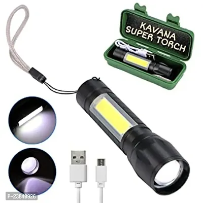 Mini Rechargeable Pocket Light Zoom COB USB Charging Led Water Proof DP Torch (Black, 9 cm, Rechargeable)Flash Lights-thumb0