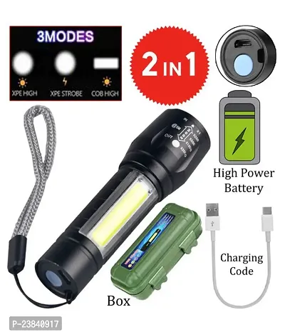 Mini Rechargeable Pocket Light Zoom COB USB Charging Led Water Proof DP Torch (Black, 9 cm, Rechargeable)Flash Lights