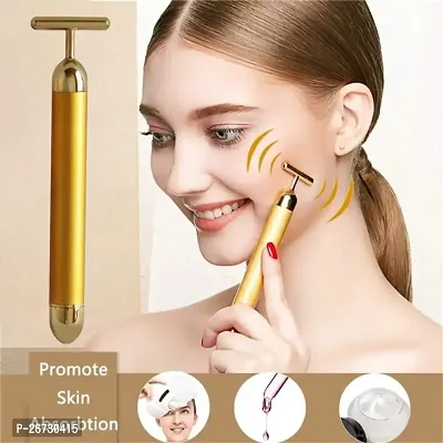 Golden Energy Beauty bar massager 24 k Gold Electric Vibration Facial Massage Roller Waterproof Face Skin Care T-Shaped Anti Wrinkle Golden Massager Skin Care-thumb0