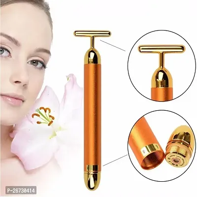 Golden Energy Beauty bar massager 24 k Gold Electric Vibration Facial Massage Roller Waterproof Face Skin Care T-Shaped Anti Wrinkle Golden Massager Skin Care