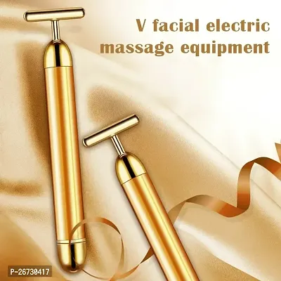 Golden Energy Beauty bar massager 24 k Gold Electric Vibration Facial Massage Roller Waterproof Face Skin Care T-Shaped Anti Wrinkle Golden Massager Skin Care