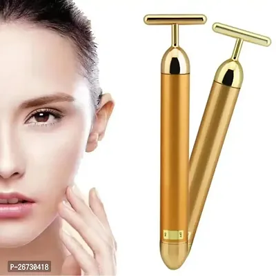 Golden Energy Beauty bar massager 24 k Gold Electric Vibration Facial Massage Roller Waterproof Face Skin Care T-Shaped Anti Wrinkle Golden Massager Skin Care