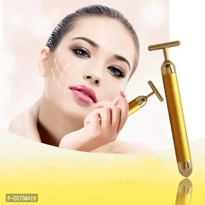 Golden Energy Beauty bar massager 24 k Gold Electric Vibration Facial Massage Roller Waterproof Face Skin Care T-Shaped Anti Wrinkle Golden Massager Skin Care