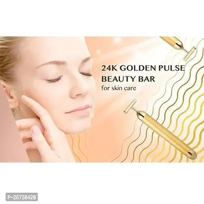 Golden Energy Beauty bar massager 24 k Gold Electric Vibration Facial Massage Roller Waterproof Face Skin Care T-Shaped Anti Wrinkle Golden Massager Skin Care