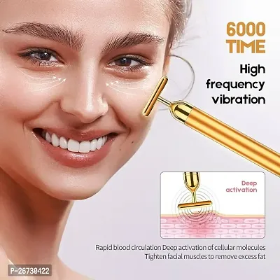 Golden Energy Beauty bar massager 24 k Gold Electric Vibration Facial Massage Roller Waterproof Face Skin Care T-Shaped Anti Wrinkle Golden Massager Skin Care-thumb0