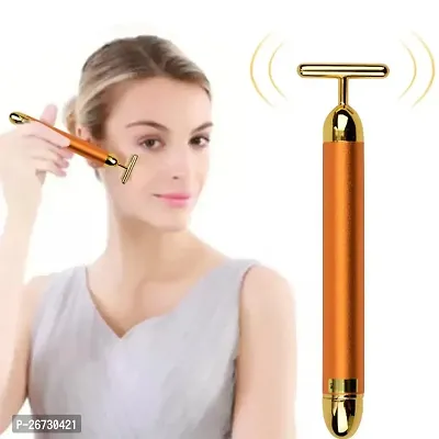 Golden Energy Beauty bar massager 24 k Gold Electric Vibration Facial Massage Roller Waterproof Face Skin Care T-Shaped Anti Wrinkle Golden Massager Skin Care