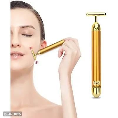 Golden Energy Beauty bar massager 24 k Gold Electric Vibration Facial Massage Roller Waterproof Face Skin Care T-Shaped Anti Wrinkle Golden Massager Skin Care