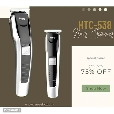 HTC AT-538 Rechargeable Hair Beard Trimmer for Men Trendy Styler HTC Trimmer Stainless Steel Sharp Blade Beard Shaver-thumb0