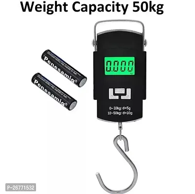 hanging weight machine- easy to hold wide soft handle, 50 kg, extra strap and pouch included - portable digital weighing scale for gas cylinder, luggage, suitcase and bag for flight and travel(black)