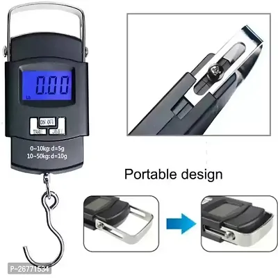hanging weight machine- easy to hold wide soft handle, 50 kg, extra strap and pouch included - portable digital weighing scale for gas cylinder, luggage, suitcase and bag for flight and travel(black)