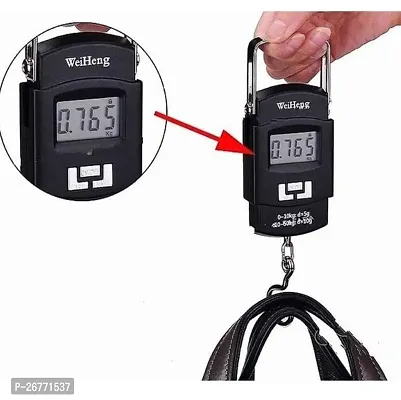 hanging weight machine- easy to hold wide soft handle, 50 kg, extra strap and pouch included - portable digital weighing scale for gas cylinder, luggage, suitcase and bag for flight and travel(black)