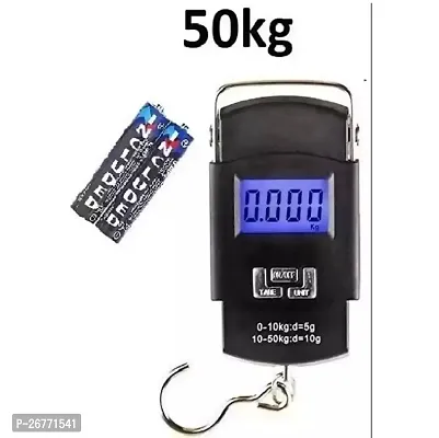 hanging weight machine- easy to hold wide soft handle, 50 kg, extra strap and pouch included - portable digital weighing scale for gas cylinder, luggage, suitcase and bag for flight and travel(black)