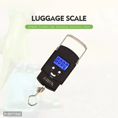 hanging weight machine- easy to hold wide soft handle, 50 kg, extra strap and pouch included - portable digital weighing scale for gas cylinder, luggage, suitcase and bag for flight and travel(black)