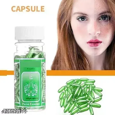 Aloe Vera and Vitamin E Capsules Facial Oil 60 Soft Gel Capsule Vitamin E  Aloe Vera Face Glowing, Skin Whitening Eyes for Acne Scars, Wrinkles, Moisturizer, Dark Circles-thumb0