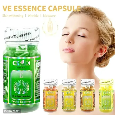 Aloe Vera and Vitamin E Capsules Facial Oil 60 Soft Gel Capsule Vitamin E  Aloe Vera Face Glowing, Skin Whitening Eyes for Acne Scars, Wrinkles, Moisturizer, Dark Circles-thumb0