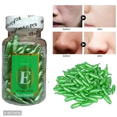 Aloe Vera and Vitamin E Capsules Facial Oil 60 Soft Gel Capsule Vitamin E  Aloe Vera Face Glowing, Skin Whitening Eyes for Acne Scars, Wrinkles, Moisturizer, Dark Circles-thumb0