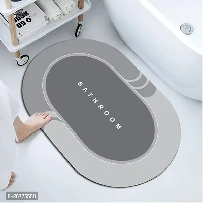 Bathroom Mat Water Absorbing Mat for Bathroom Quick Dry Rubber Backed Anti-Slip Floor Mat N (Multicolor)-thumb0