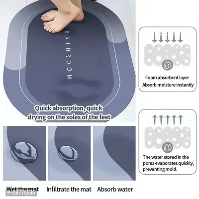 Bathroom Mat Water Absorbing Mat for Bathroom Quick Dry Rubber Backed Anti-Slip Floor Mat N (Multicolor)-thumb0