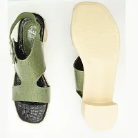 Elegant Green Leather Self Design Sandals For Women-thumb4