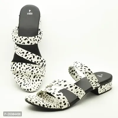 Elegant White Leather Self Design Sandals For Women